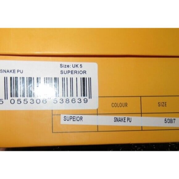 PUBLIC DESIRE Python Snake PU Lock Chain Detail Ankle Strap Stiletto Heels Sz 7 - Picture 6 of 8